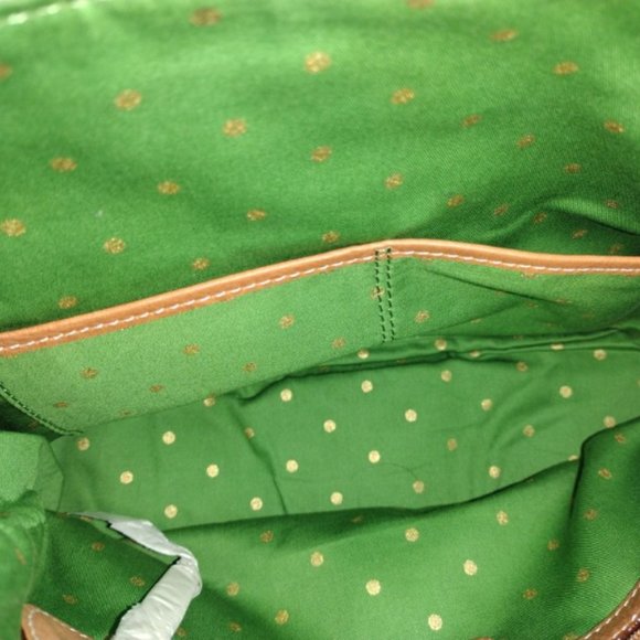 Like New Kate Spade Leather Trim Canvas Shoulder Bag in Cream/Green/Brown - Picture 11 of 11